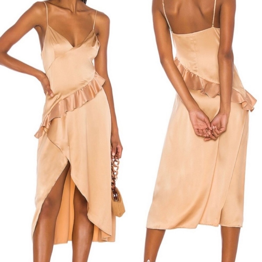 Song of Style Yuki Satin Midi in Champagne - Size S